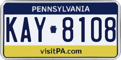 PA license plate KAY8108