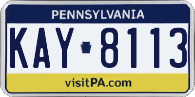 PA license plate KAY8113