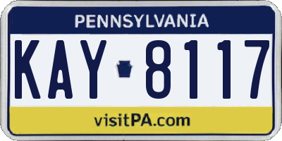 PA license plate KAY8117