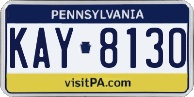 PA license plate KAY8130