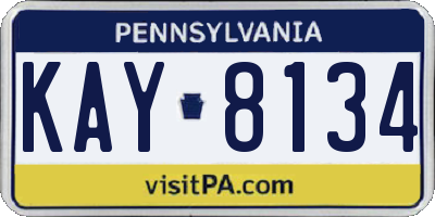 PA license plate KAY8134