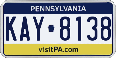 PA license plate KAY8138
