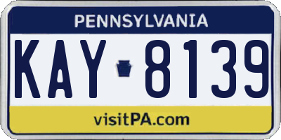 PA license plate KAY8139