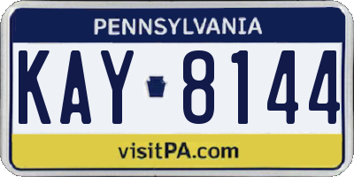 PA license plate KAY8144