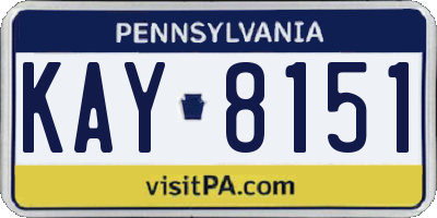 PA license plate KAY8151