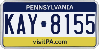 PA license plate KAY8155