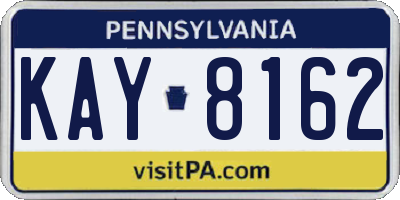 PA license plate KAY8162