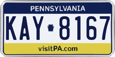 PA license plate KAY8167