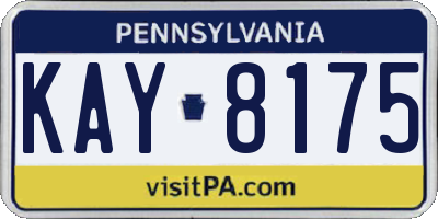 PA license plate KAY8175