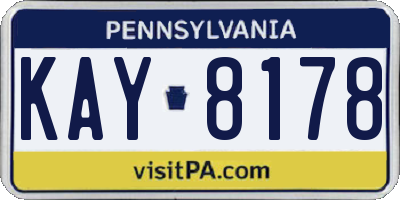 PA license plate KAY8178