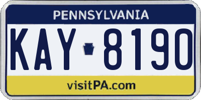 PA license plate KAY8190
