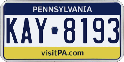 PA license plate KAY8193
