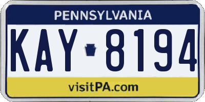 PA license plate KAY8194