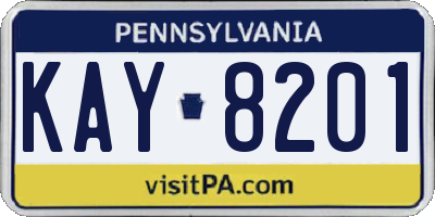 PA license plate KAY8201