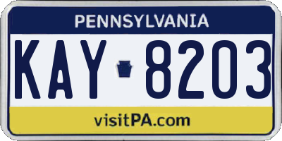 PA license plate KAY8203