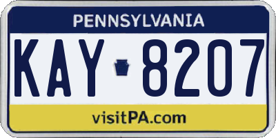 PA license plate KAY8207