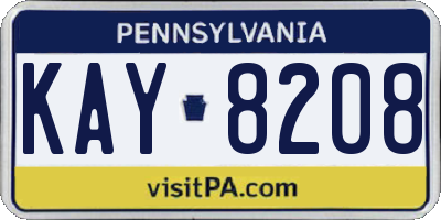PA license plate KAY8208