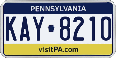 PA license plate KAY8210