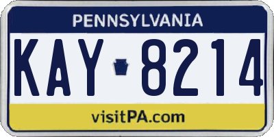PA license plate KAY8214