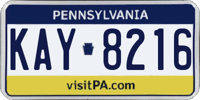 PA license plate KAY8216