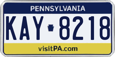 PA license plate KAY8218