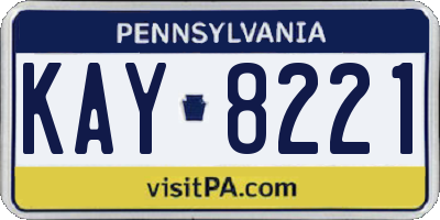 PA license plate KAY8221