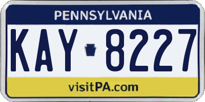 PA license plate KAY8227