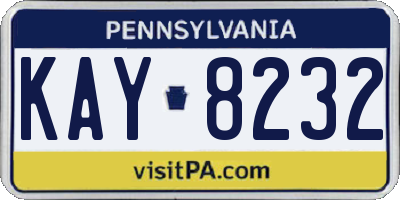 PA license plate KAY8232