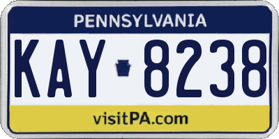 PA license plate KAY8238