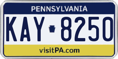 PA license plate KAY8250