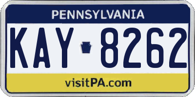 PA license plate KAY8262