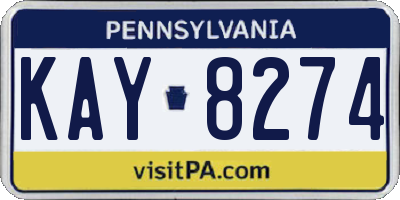 PA license plate KAY8274