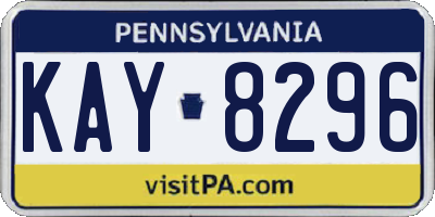 PA license plate KAY8296