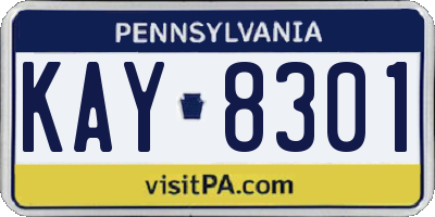 PA license plate KAY8301