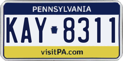 PA license plate KAY8311