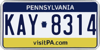 PA license plate KAY8314