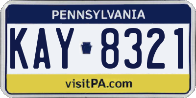 PA license plate KAY8321