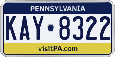 PA license plate KAY8322