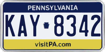 PA license plate KAY8342