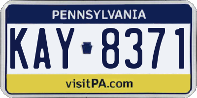 PA license plate KAY8371