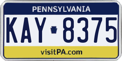 PA license plate KAY8375