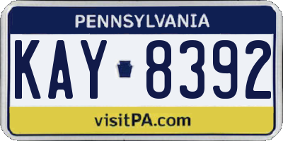 PA license plate KAY8392