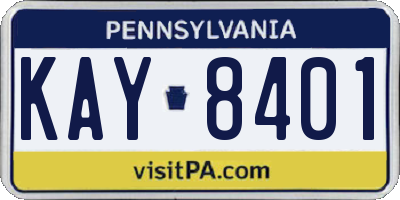 PA license plate KAY8401
