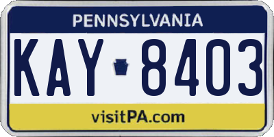 PA license plate KAY8403