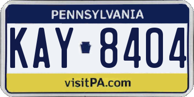 PA license plate KAY8404