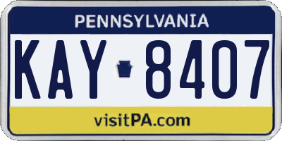 PA license plate KAY8407