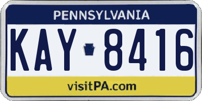 PA license plate KAY8416