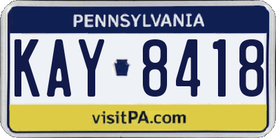 PA license plate KAY8418