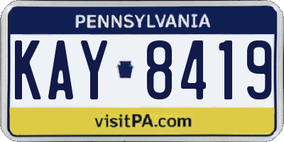 PA license plate KAY8419