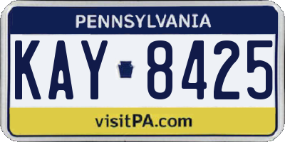 PA license plate KAY8425